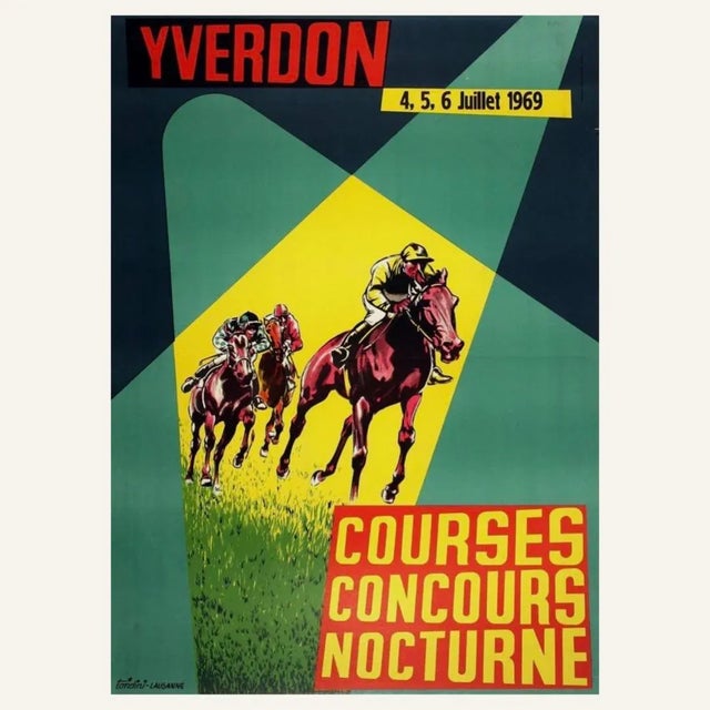 1960s Tondini Courses Concours Lithographic Poster For Sale - Image 4 of 4