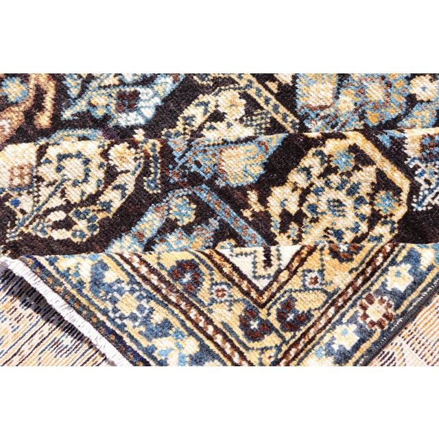 Colorful Blue Antique Persian Hamadan Rug With All-Over Tribal Motifs 4'0 X 5'5 For Sale - Image 10 of 11