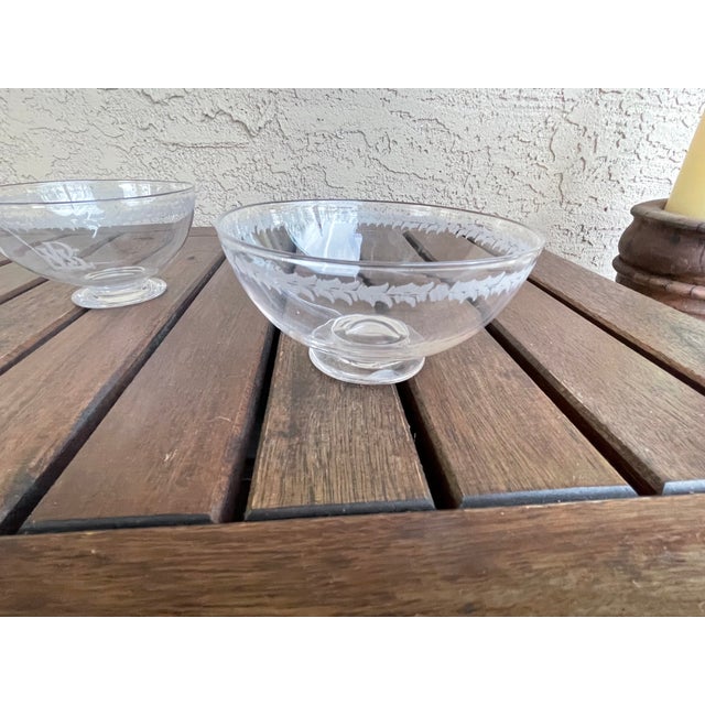1910s Antique English Stuart Crystal Footed Finger Bowls Nut Dishes - Set of 3 For Sale - Image 5 of 6