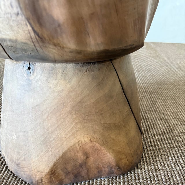 Beige Vintage Solid Walnut Reclaimed Side Table 61626e For Sale - Image 8 of 8