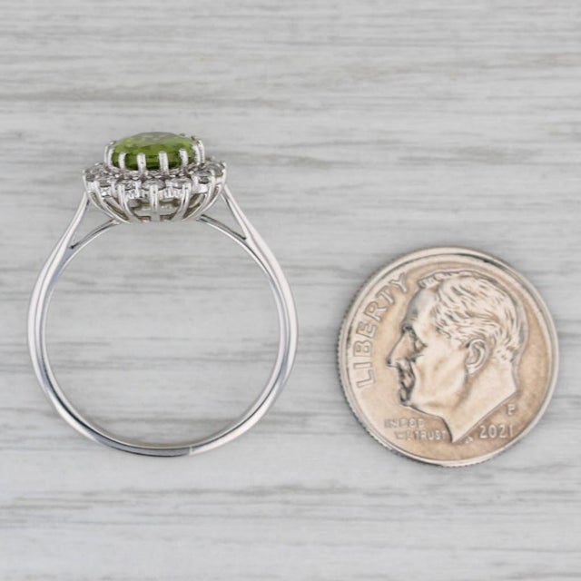 Green 2.55ctw Peridot Diamond Halo Ring 14k White Gold Size 8.5 For Sale - Image 8 of 8
