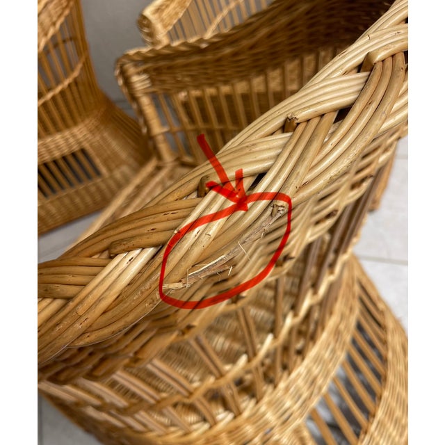 McGuire Vintage Wicker Barrel Back Armchairs, a Set of 4 For Sale - Image 13 of 16