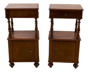 Antique Walnut Etagere Bedside Tables, 19th Century, Set of 2