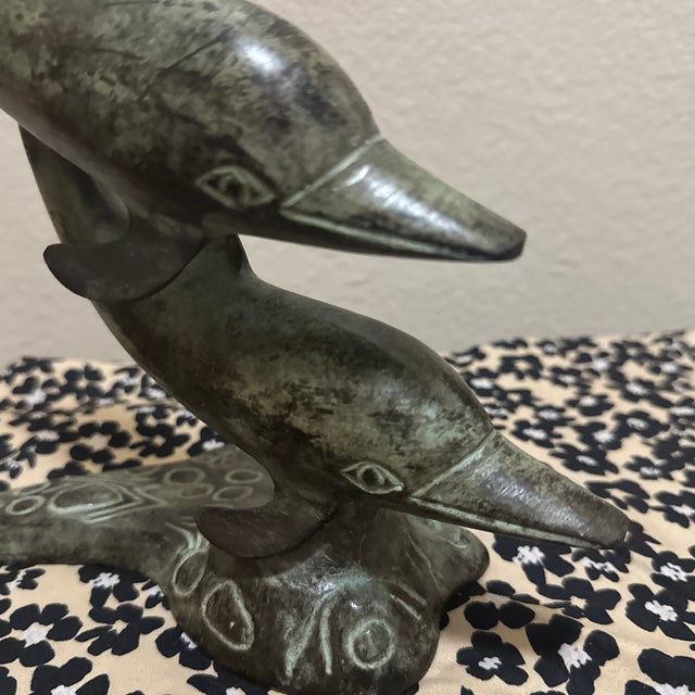 1980s Bronze Sculpture of Two Dolphins For Sale - Image 9 of 12
