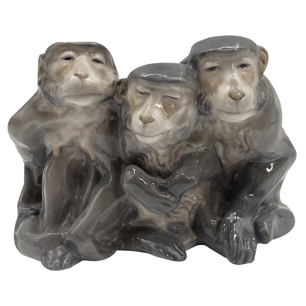 Three Monkeys by Knud Kyhn for Royal Copenhagen, Denmark, 1920 For Sale