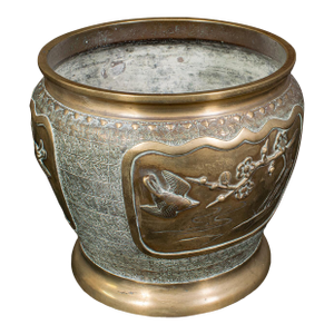 Antique Edo Period Decorative Planter, Japanese, Bronze, Jardiniere, Victorian