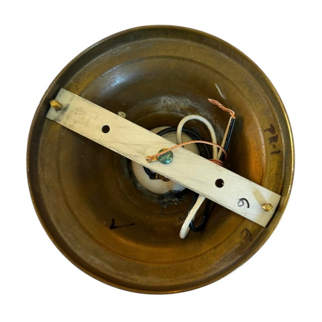 1930s Large Vintage Phoenix Swirl Globe Ceiling Light on Original Brass Holder For Sale - Image 5 of 6