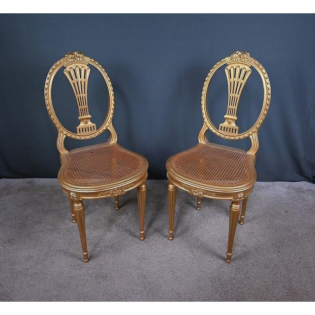 Early 20th Century Louis XVI Style Gilded Wood Chairs, Set of 2 For Sale - Image 15 of 18