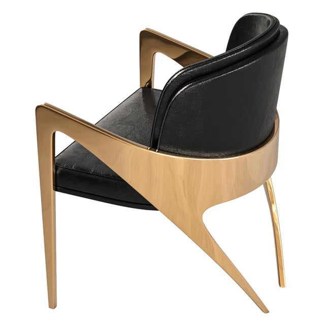 Not Yet Made - Made To Order "Amalfi 2" Chair, With Bronze and Tailor Made Leather For Sale - Image 5 of 11