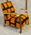 Burnt Orange Handmade Moroccan Orange and Black Wool Chair With Natural Wood Frame For Sale - Image 8 of 9