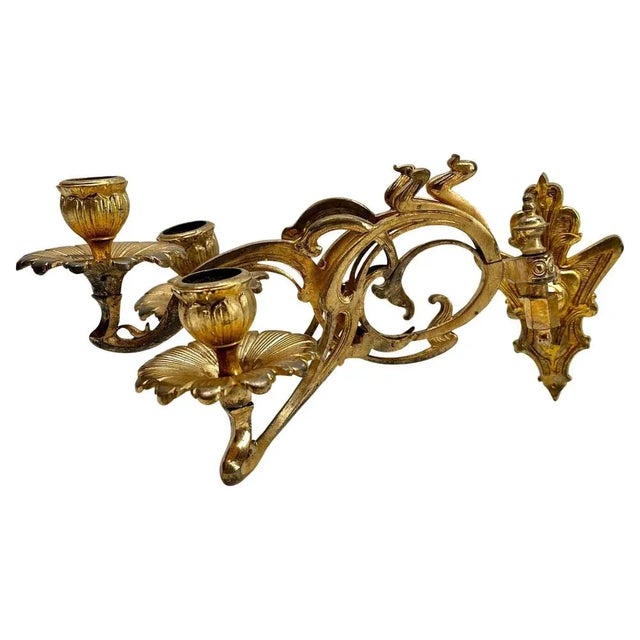 Art Nouveau brass pair of Wall Mount candlesticks 1930s Originel Patina Excellent condition.