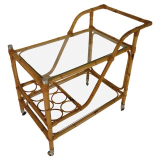 1960s Bamboo Bar Cart For Sale