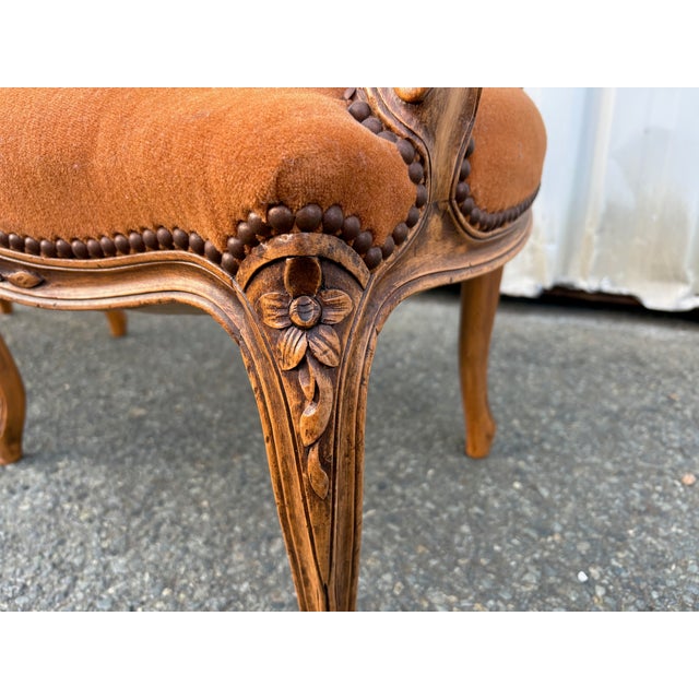 Wood Louis XV Style Armchairs in Ochre Velvet, Set of 2 For Sale - Image 7 of 18