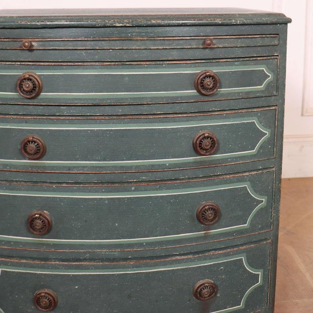 Vintage English Bowfront Bedside Chest of Drawers, 1890s For Sale - Image 3 of 10