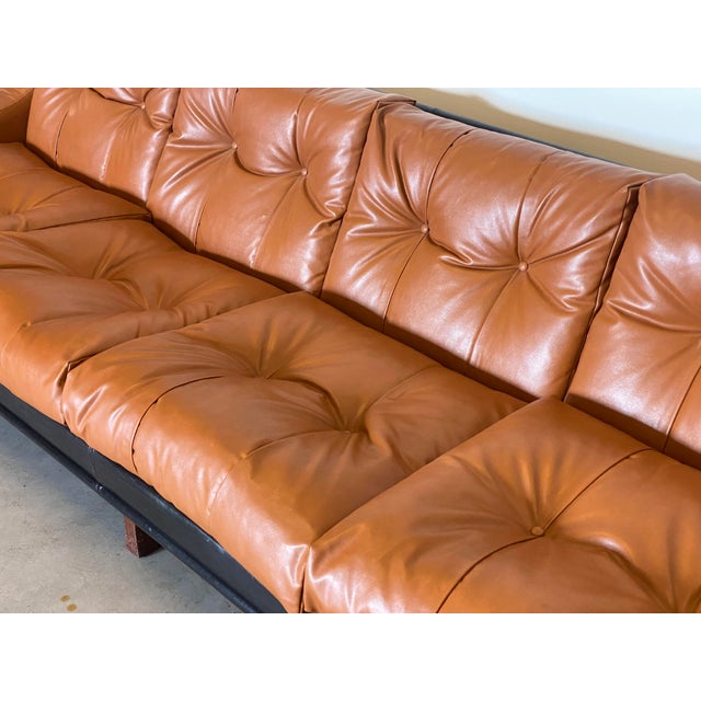 Black Leatherette Sofa in the style of Claudio Salocchi, 1960s For Sale - Image 8 of 13