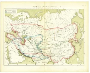 Antique Map of Asia in the 12th, 13th and 14th Century, 1877