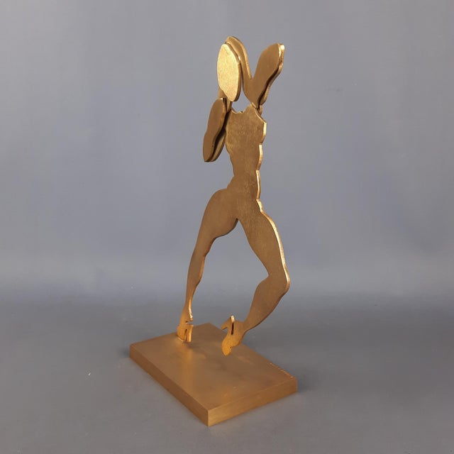 Modernist Dancing Woman in Brass by Giubak, 1970 For Sale - Image 4 of 17