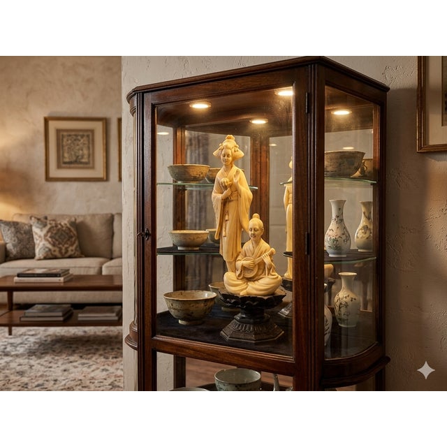 Vintage Asian Cow Bone Carved Lady W Gentleman Music Playing Figure Art For Sale In San Francisco - Image 6 of 11