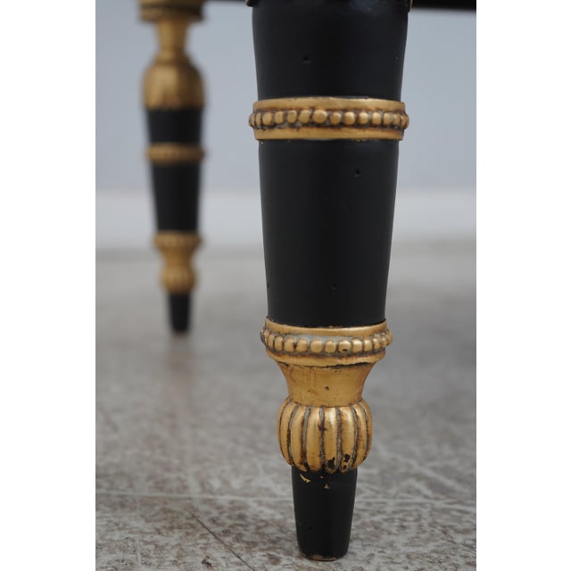 1970s French Louis XVI Style Black & Gold Bench For Sale - Image 5 of 12