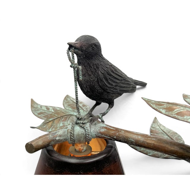 Brown Maitland Smith Bronze 3-Light Table Lamp With Birds For Sale - Image 8 of 15