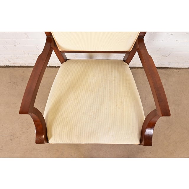 Wood Baker Furniture Modern Regency Cherry Wood Upholstered Armchairs, Pair For Sale - Image 7 of 12