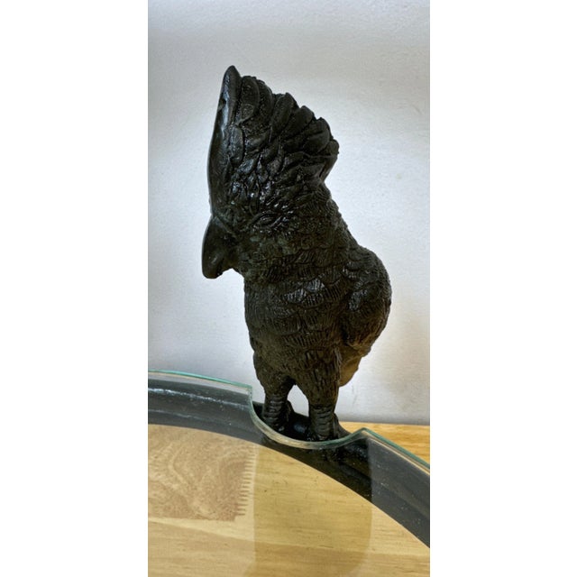Exotic Modern Bronze & Glass Two-Tier Drinks/Side Table with Perched Parrot For Sale - Image 12 of 12