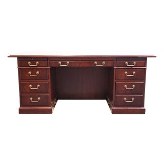 Kimball Furniture Solid Mahogany Traditional Style 72" Executive Office Desk For Sale