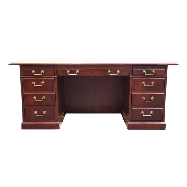 Kimball Furniture Solid Mahogany Traditional Style 72" Executive Office Desk For Sale