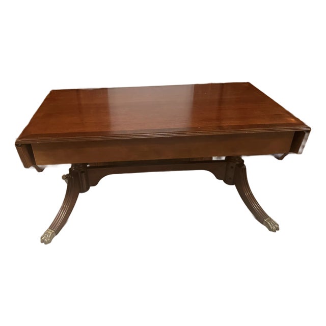 Late 20th Century Bombay Company Mahogany Drop Leaf Duncan Phyfe Style Coffee Table Console For Sale