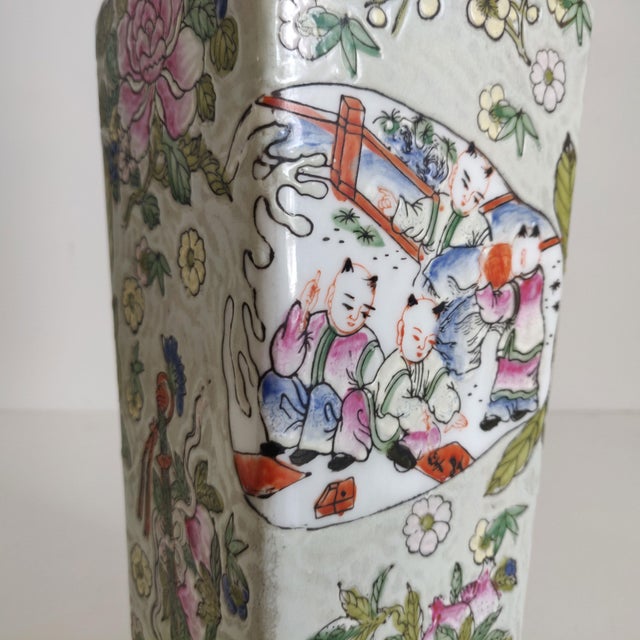 Vintage Hand Painted Asian Vase For Sale In Lexington, KY - Image 6 of 8