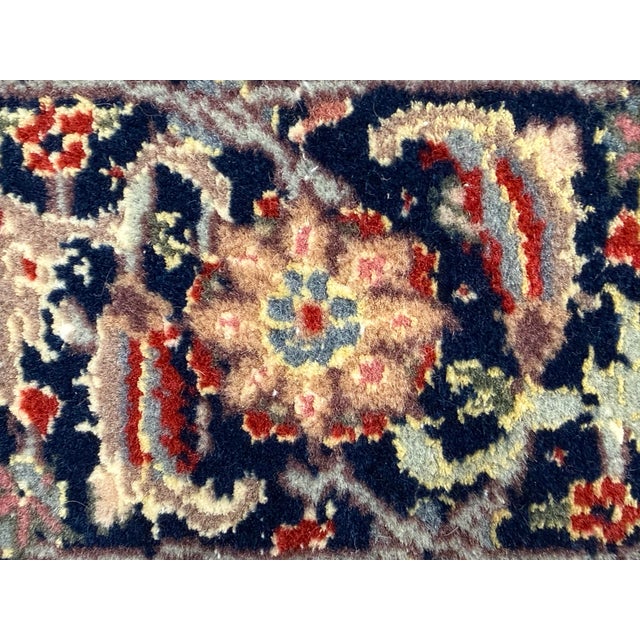 Navy Blue 4ft X 6ft Persian Tabriz Mahi Wool & Silk Area Rug For Sale - Image 8 of 12