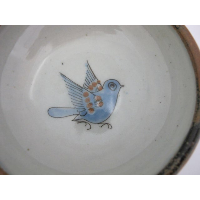 El Palomar Ken Edwards Blue Bird Tonala Mexico Folk Art Hanging Pot With Handle For Sale - Image 12 of 14