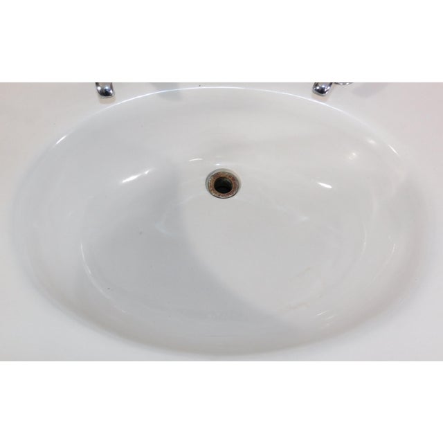 Antique 1908 Thomas Maddock's Son's Co. Vitreous China Console / Top-Mount (Drop-In) Sink For Sale - Image 4 of 17