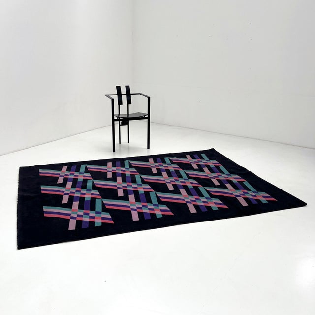 Textile Large Geometric Wool Rug from Missoni, 1980s For Sale - Image 7 of 9