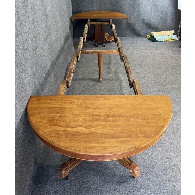 C1890 Solid Cherry Round Pedestal Dining Table With Two Leaves For Sale - Image 9 of 15