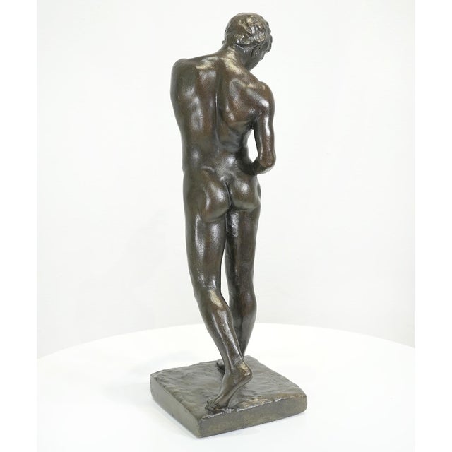 Sculpture Materials Early 20th Century Male Nude Athlete Plaster Maquette, Studio Original, Signed For Sale - Image 7 of 11