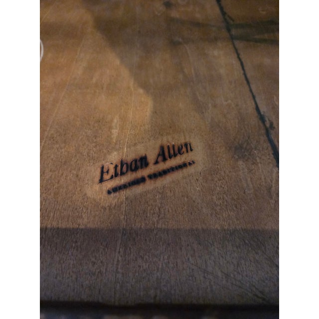 1970s Ethan Allen Jacobean Charter Oak Dining Room Table Gothic Spanish Regency For Sale - Image 18 of 18