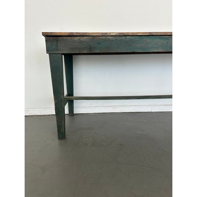 Wood Antique Farmhouse Work Table For Sale - Image 7 of 9