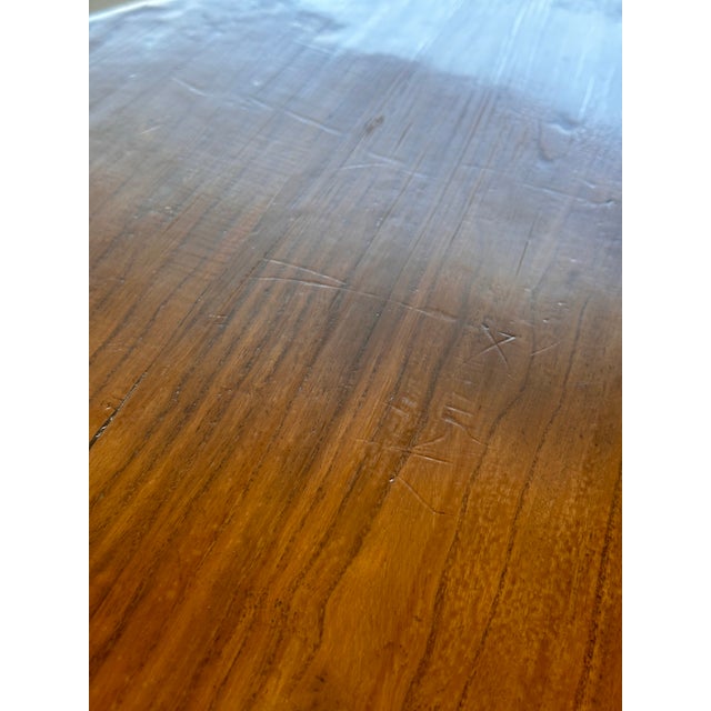 Mid 20th Century Vintage Bamboo Chinese Style Demi-Lune Center Table With Open Fretwork Design For Sale - Image 5 of 12