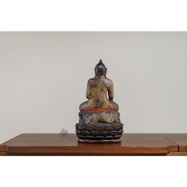 Burmese Artist, Buddha Sculpture, 1700s, Alabaster & Wood For Sale - Image 6 of 10
