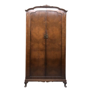 Vintage Burlwood Wardrobe Armoire For Sale