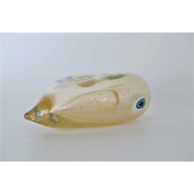 1980s Vintage Murano Glass Heart With Gold Aventurine and Murrines Paperweight - Signed For Sale - Image 5 of 10