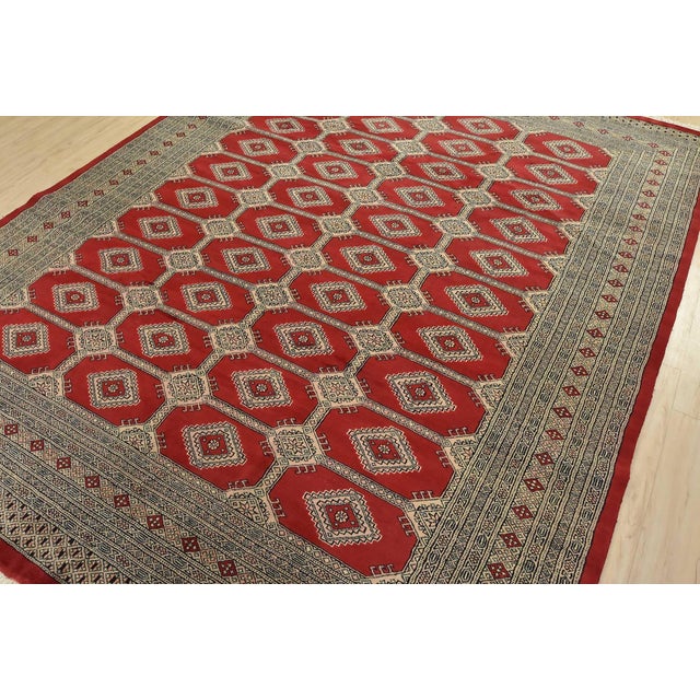 Tribal Bokhara Jaldar Rug 8’3” X 10’2” Red Wool Tribal Hand-Knotted Oriental Carpet For Sale - Image 3 of 14