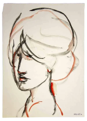 Leo Guida, Portrait, Original Watercolor Drawing, 1970s