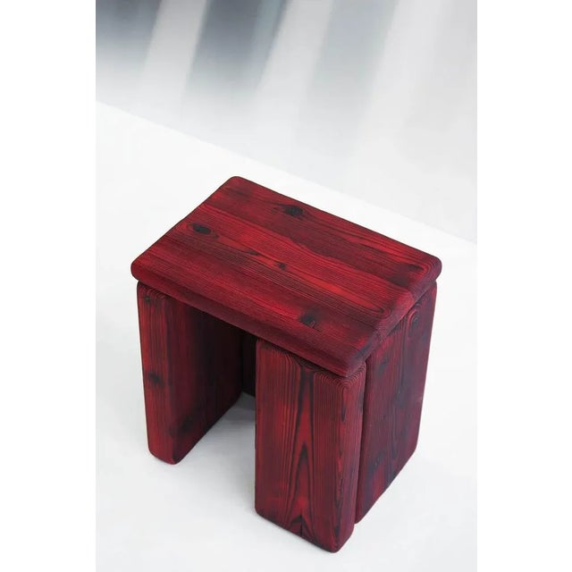 Timber Stool in Burned Pine by Onno Adriaanse For Sale - Image 6 of 8