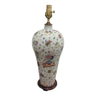 1970s Large Precious Objects Chinese Export Lamp Famille Rose For Sale