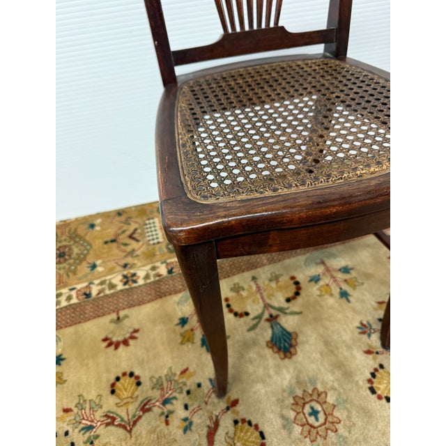 Early 20th Century Edwardian Mahogany Fan Back Cane Seat Side Chair, Antique For Sale - Image 5 of 11