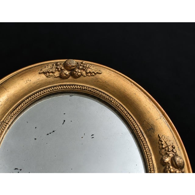 Gold Antique Victorian Oval Mirror Giltwood Acorns 14" For Sale - Image 8 of 11