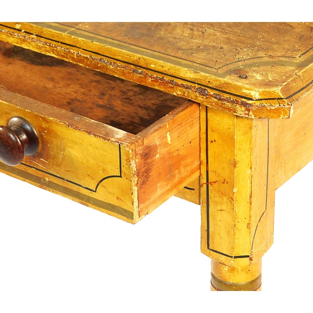 American 19th C. Maine Mustard Painted Dressing Table For Sale - Image 3 of 4