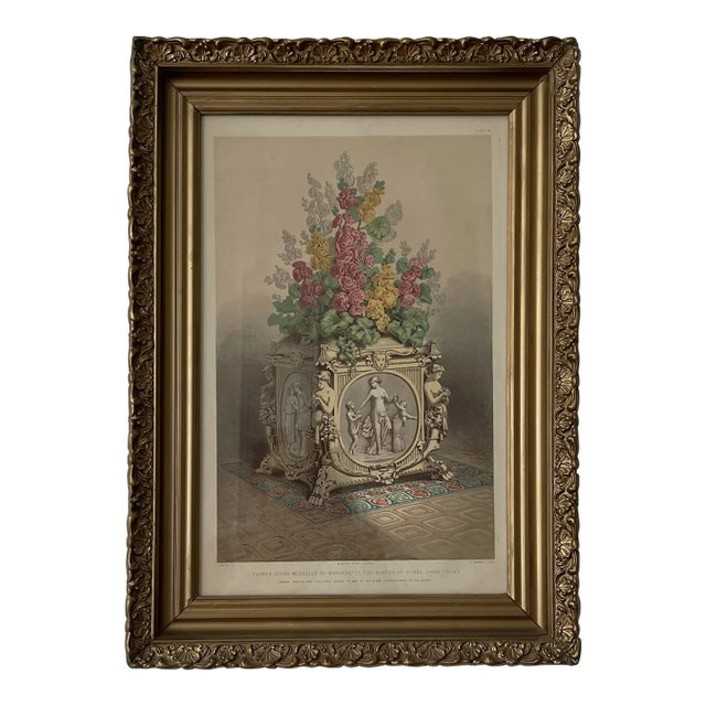 Antique English Victorian Still Life Lithograph Print Circa 1852 For Sale